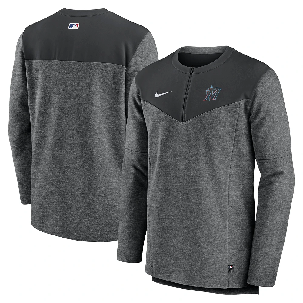 Men's Nike Black Miami Marlins Authentic Collection Game Time Performance Half-Zip Top