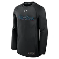 Men's Nike Black Miami Marlins Authentic Collection Game Time Raglan Performance Long Sleeve T-Shirt