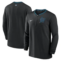 Men's Nike Black Miami Marlins Authentic Collection Performance Half-Zip Top