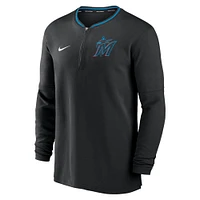 Men's Nike Black Miami Marlins Authentic Collection Performance Half-Zip Top