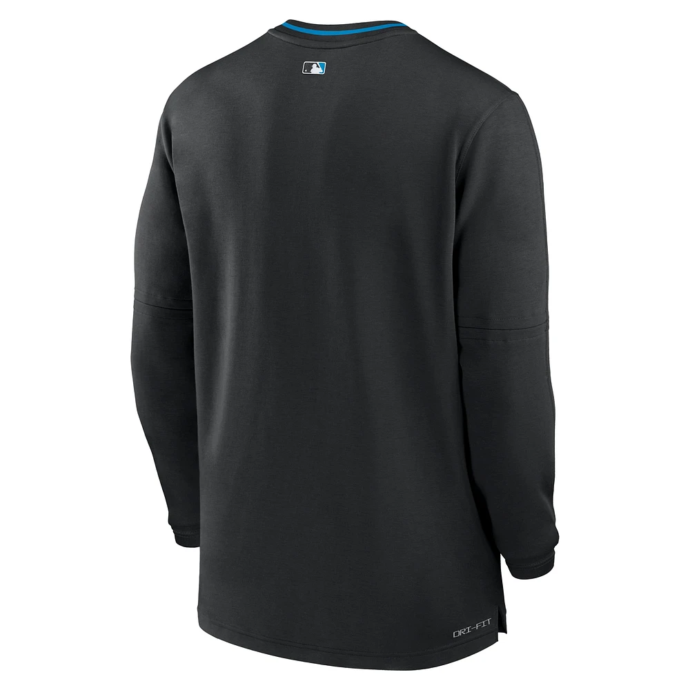 Men's Nike Black Miami Marlins Authentic Collection Performance Half-Zip Top