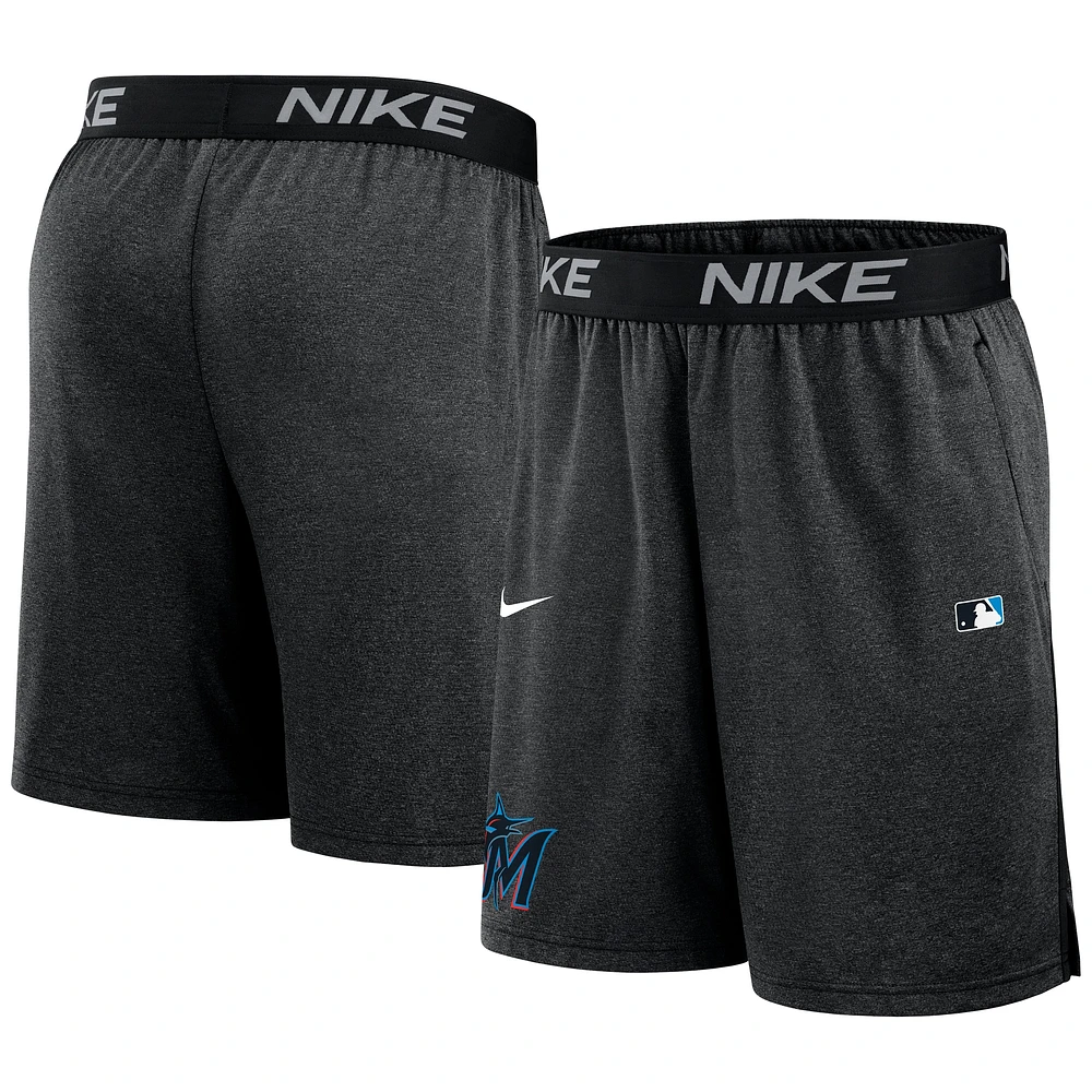 Men's Nike Black Miami Marlins Authentic Collection Performance Knit Shorts