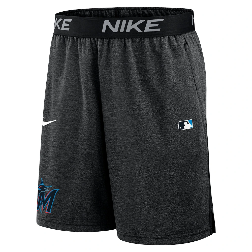 Men's Nike Black Miami Marlins Authentic Collection Performance Knit Shorts