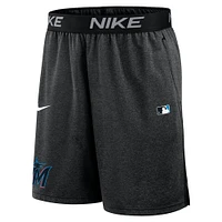 Men's Nike Black Miami Marlins Authentic Collection Performance Knit Shorts