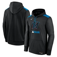 Men's Nike Black Miami Marlins Authentic Collection Performance Pullover Hoodie