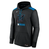 Men's Nike Black Miami Marlins Authentic Collection Performance Pullover Hoodie
