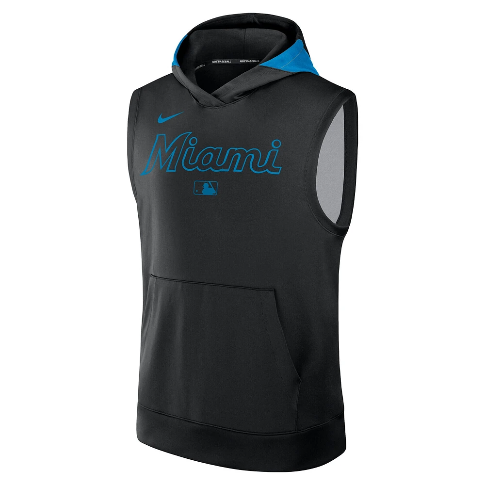 Sweat à capuche sans manches Nike Miami Marlins Authentic Collection Performance pour homme, noir