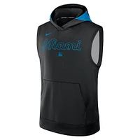 Sweat à capuche sans manches Nike Miami Marlins Authentic Collection Performance pour homme, noir