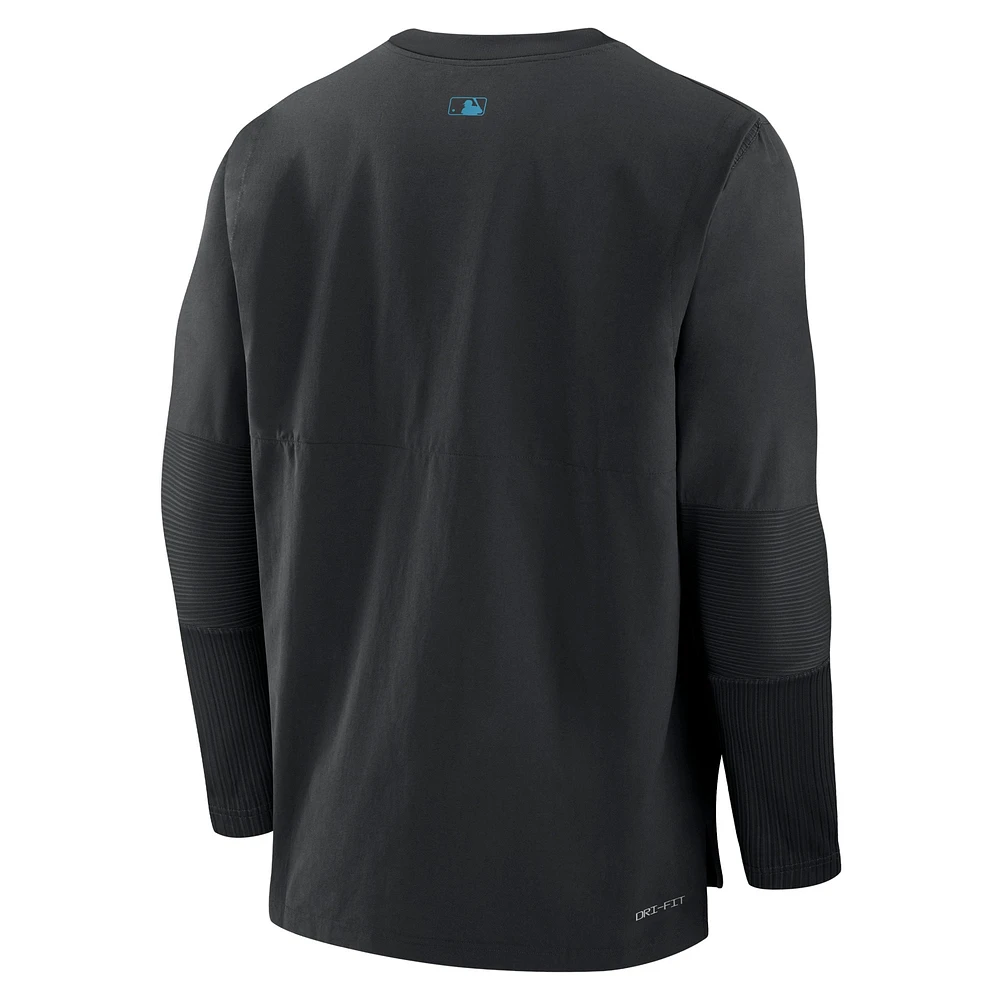 Men's Nike Black Miami Marlins Authentic Collection Player Performance Pullover Sweatshirt