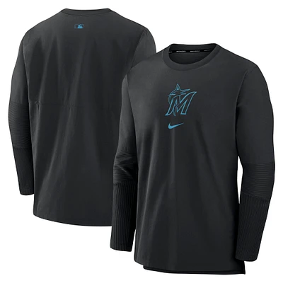 Men's Nike Black Miami Marlins Authentic Collection Player Performance Pullover Sweatshirt