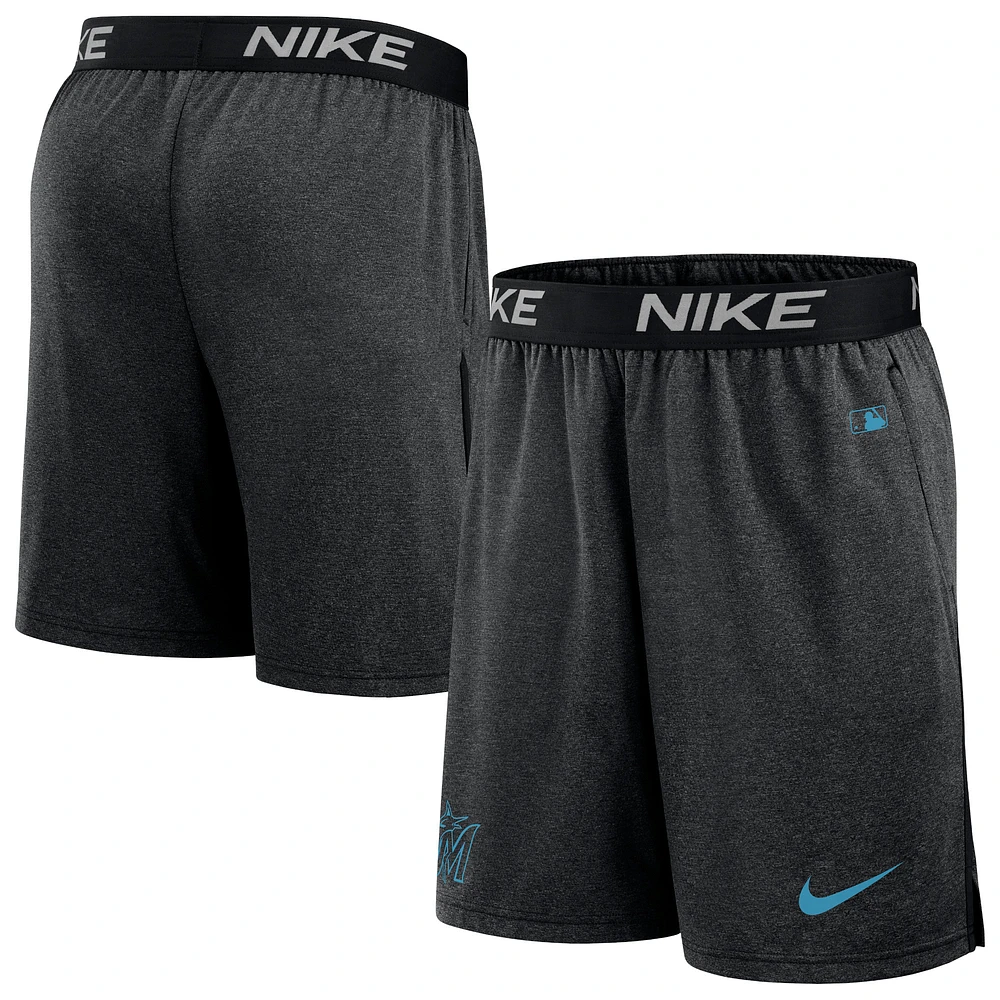 Short Nike noir Miami Marlins Authentic Collection Practice Performance pour homme