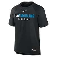 Men's Nike Black Miami Marlins Authentic Collection Pregame Raglan Performance T-Shirt