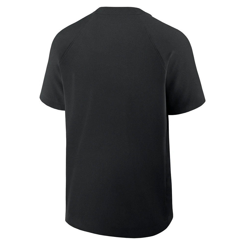 Men's Nike Black Miami Marlins Authentic Collection Raglan Short Sleeve Windshirt