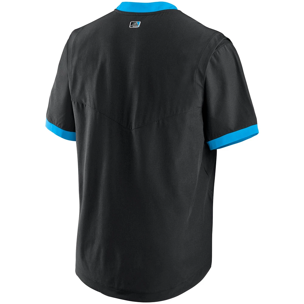 Nike Miami Marlins Authentic Collection Veste à enfiler manches courtes pour homme Noir