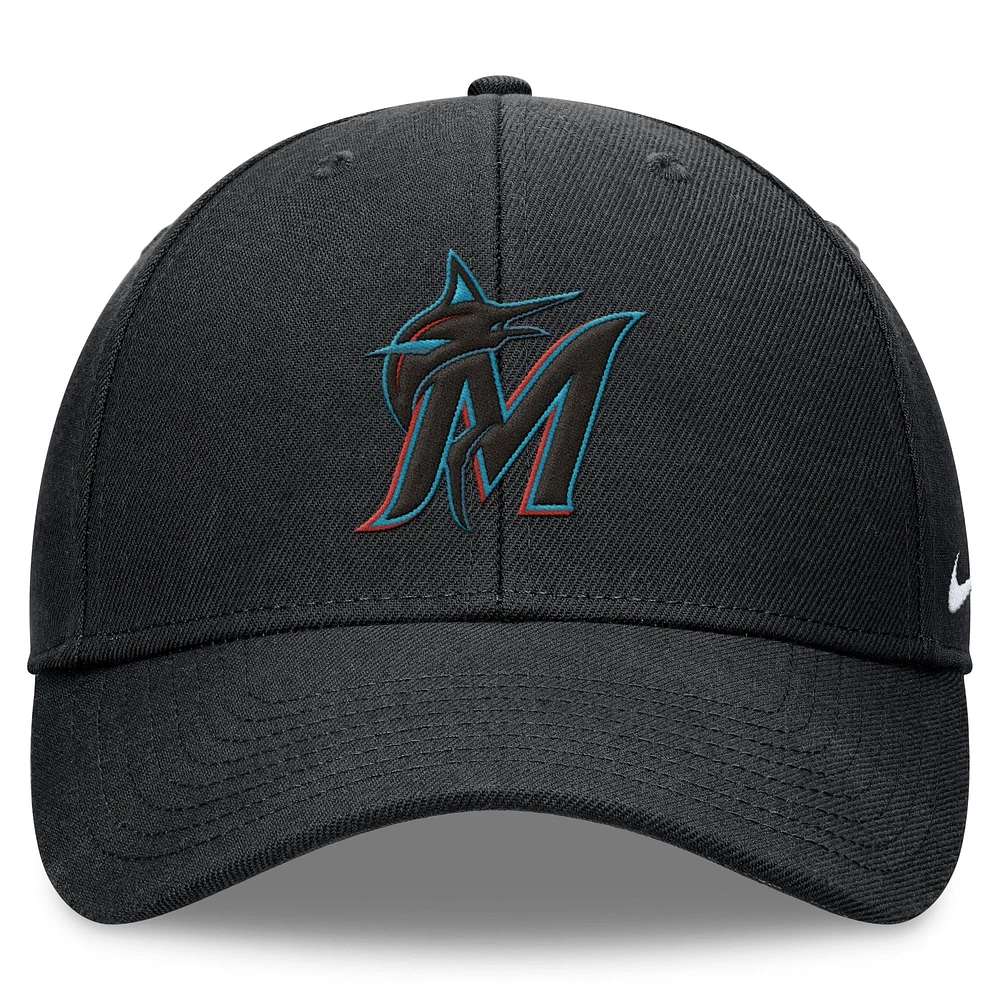 Men's Nike Black Miami Marlins Club Performance Adjustable Hat