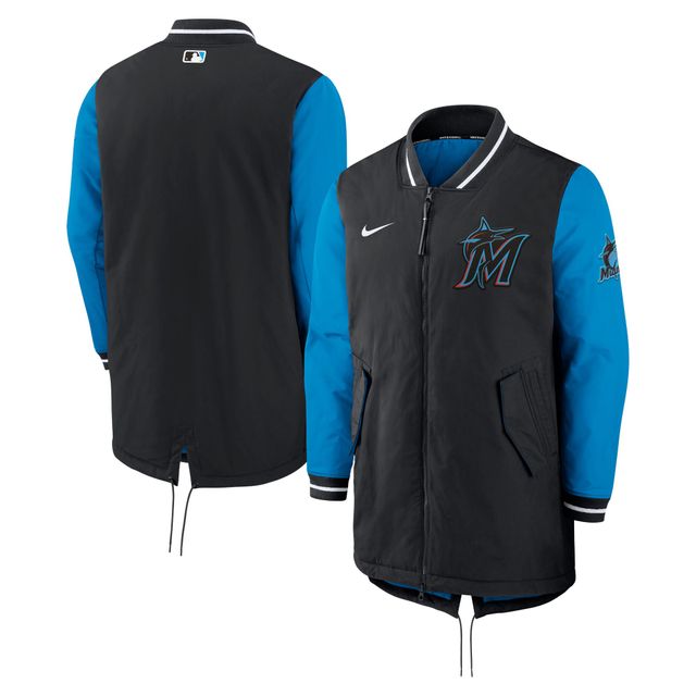 Veste entièrement zippée Nike noire Miami Marlins Dugout Performance pour homme