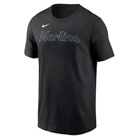 T-shirt Nike noir Miami Marlins Fuse avec logo pour homme