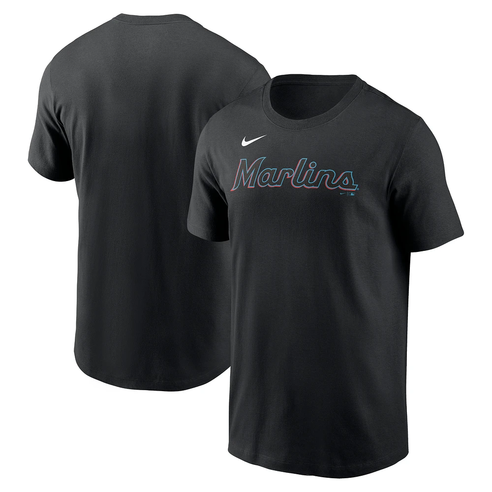 T-shirt Nike noir Miami Marlins Fuse avec logo pour homme