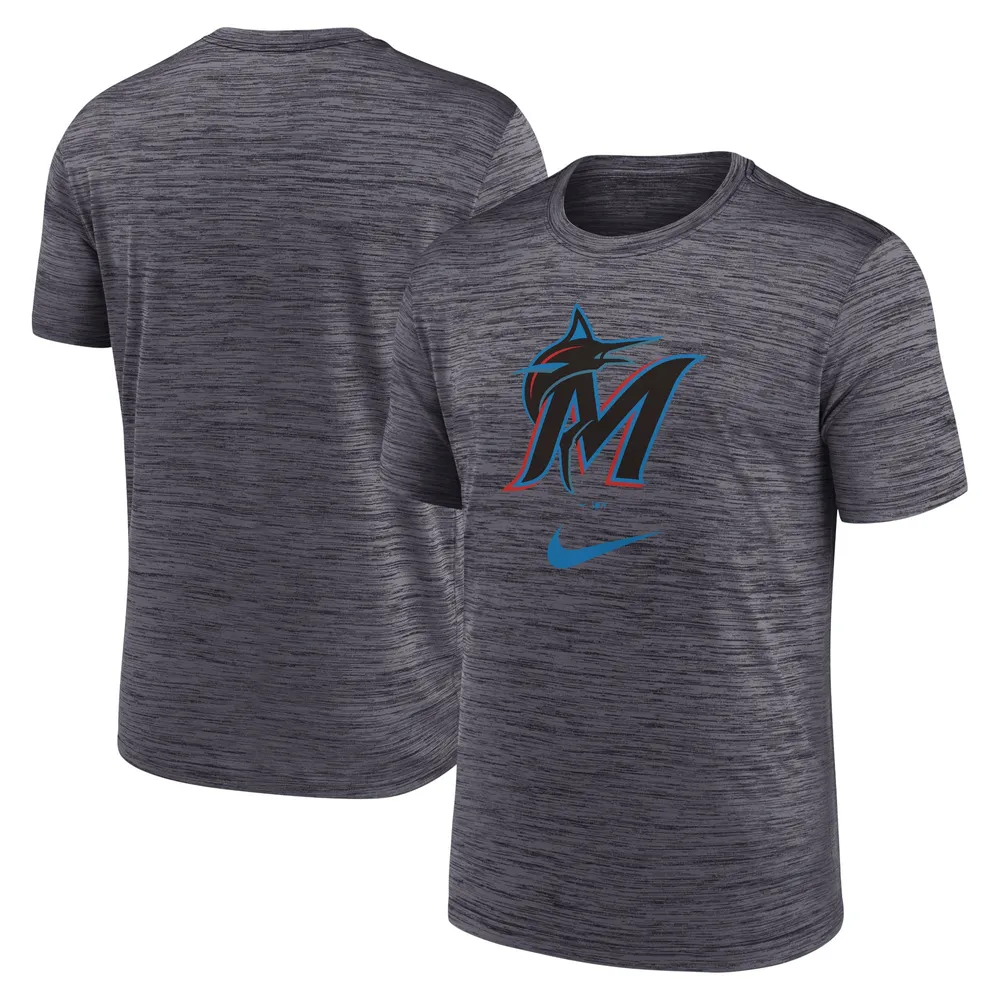 T-shirt Nike Miami Marlins Velocity Performance pour homme avec logo noir