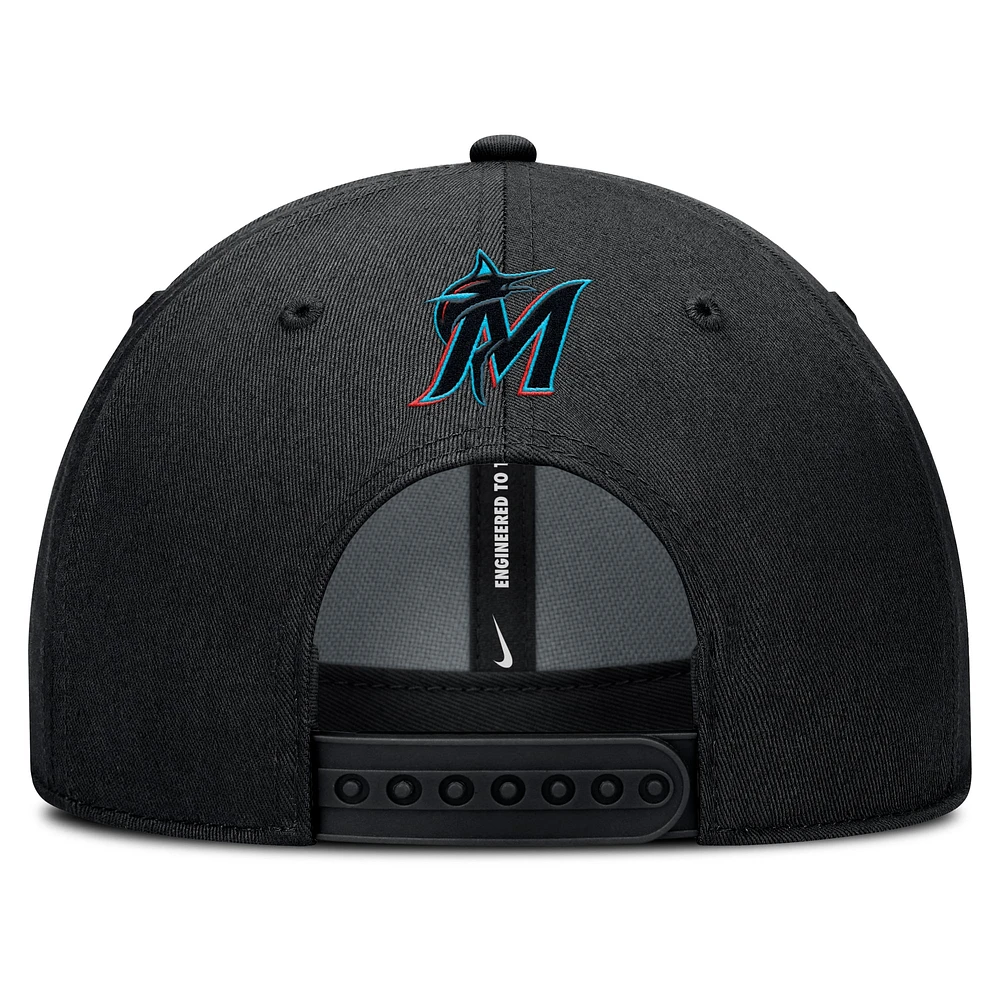Men's Nike Black Miami Marlins Rise Gaberdine Adjustable Hat