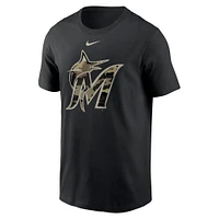 Men's Nike Black Miami Marlins Team Camo Logo T-Shirt