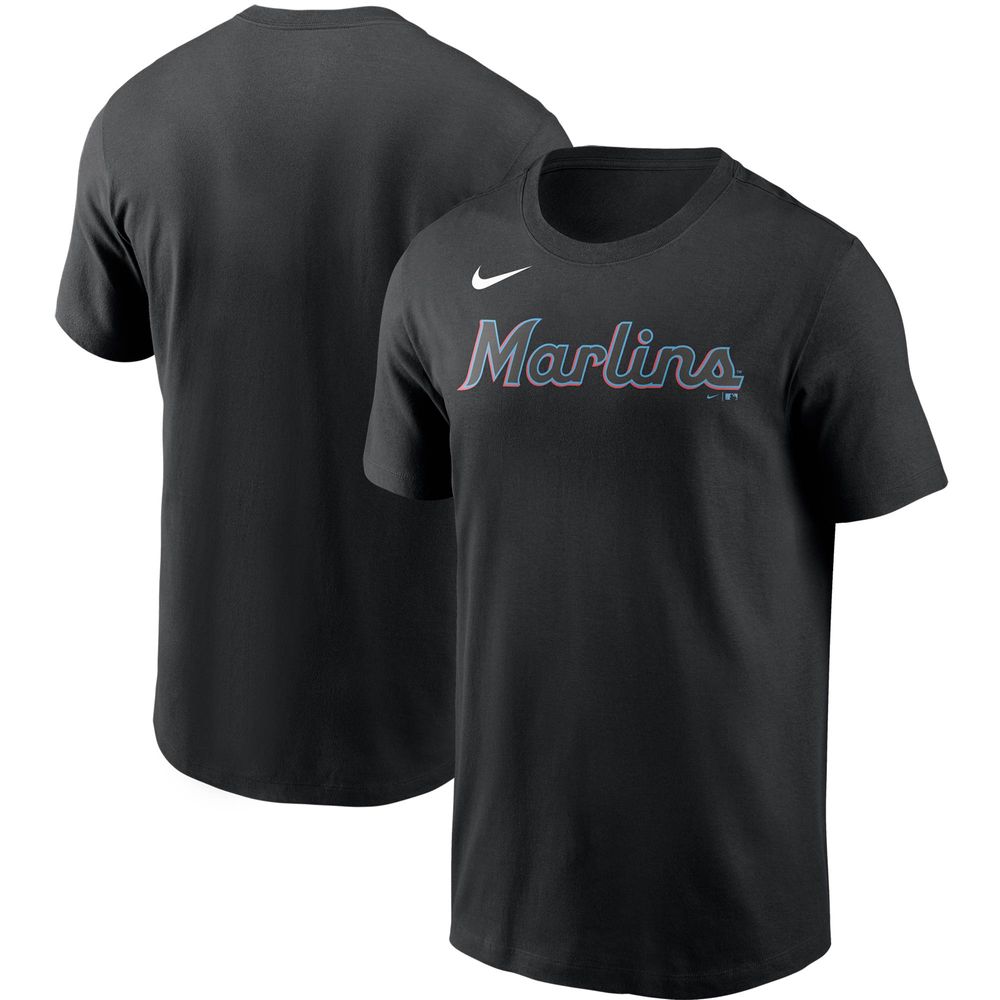 Men's Nike Black Miami Marlins Team Wordmark T-Shirt