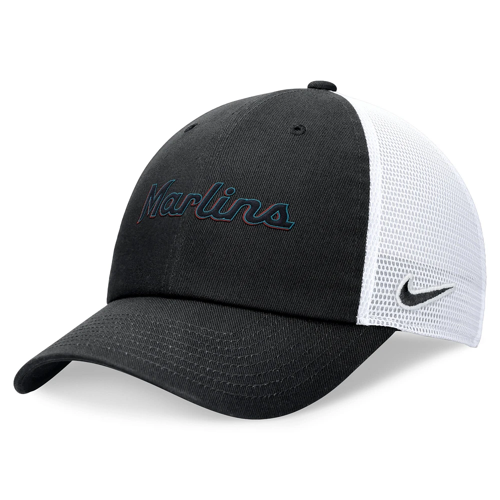 Men's Nike Black Miami Marlins Wordmark Adjustable Trucker Hat
