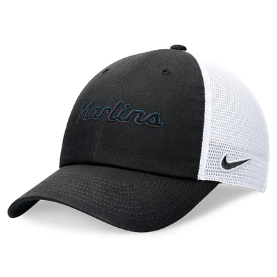 Men's Nike Black Miami Marlins Wordmark Adjustable Trucker Hat