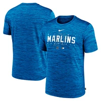 T-shirt d'entraînement Velocity Performance Nike bleu Miami Marlins Authentic Collection pour homme