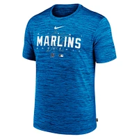 T-shirt d'entraînement Velocity Performance Nike bleu Miami Marlins Authentic Collection pour homme