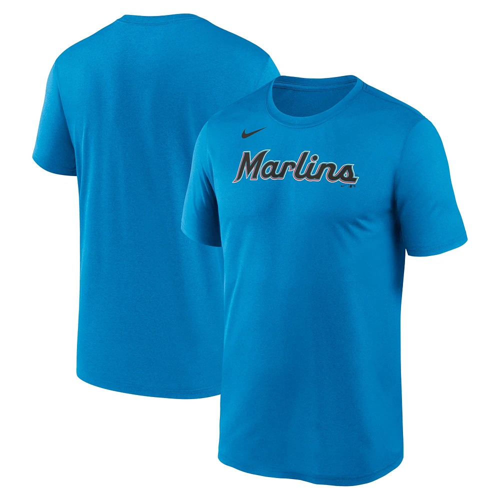 T-shirt Nike Miami Marlins Wordmark Legend Performance Big & Tall bleu pour homme