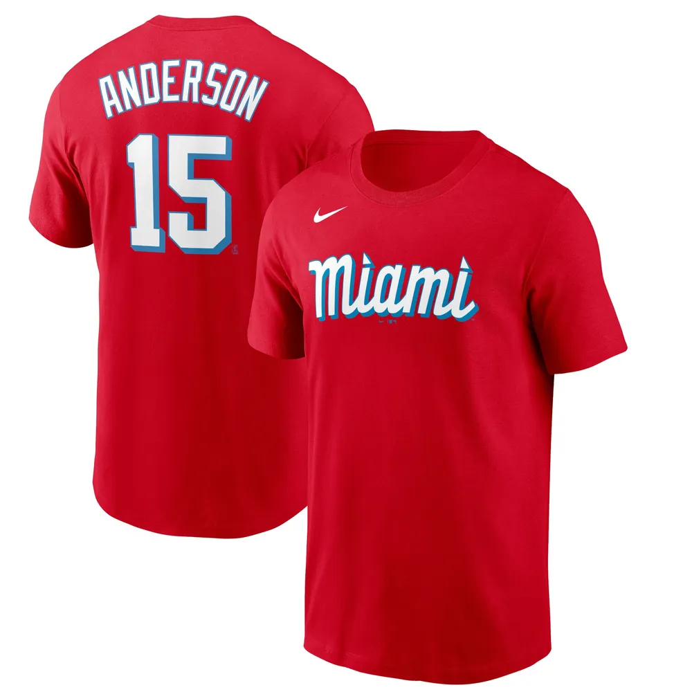 Men's Nike Brian Anderson Red Miami Marlins City Connect Name & Number T-Shirt Size: Medium