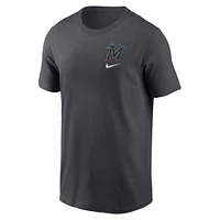 T-shirt Nike Charcoal Miami Marlins Logo Sketch Bar pour homme