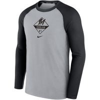 Men's Nike Gray/ Miami Marlins Game Authentic Collection Performance Raglan Long Sleeve T-Shirt