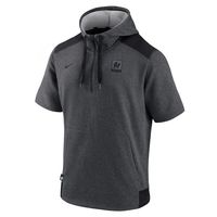 Men's Nike Heathered Charcoal/Black Miami Marlins Authentic Collection Dry Flux Performance Quarter-Zip Short Sleeve Hoodie