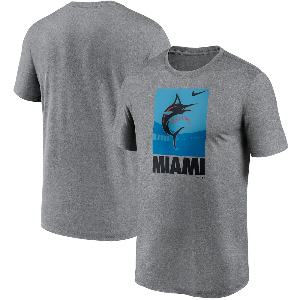 T-shirt Nike Performance Miami Marlins Local Logo Legend gris chiné pour homme