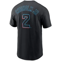 Men's Nike Jazz Chisholm Jr. Black Miami Marlins Name & Number T-Shirt