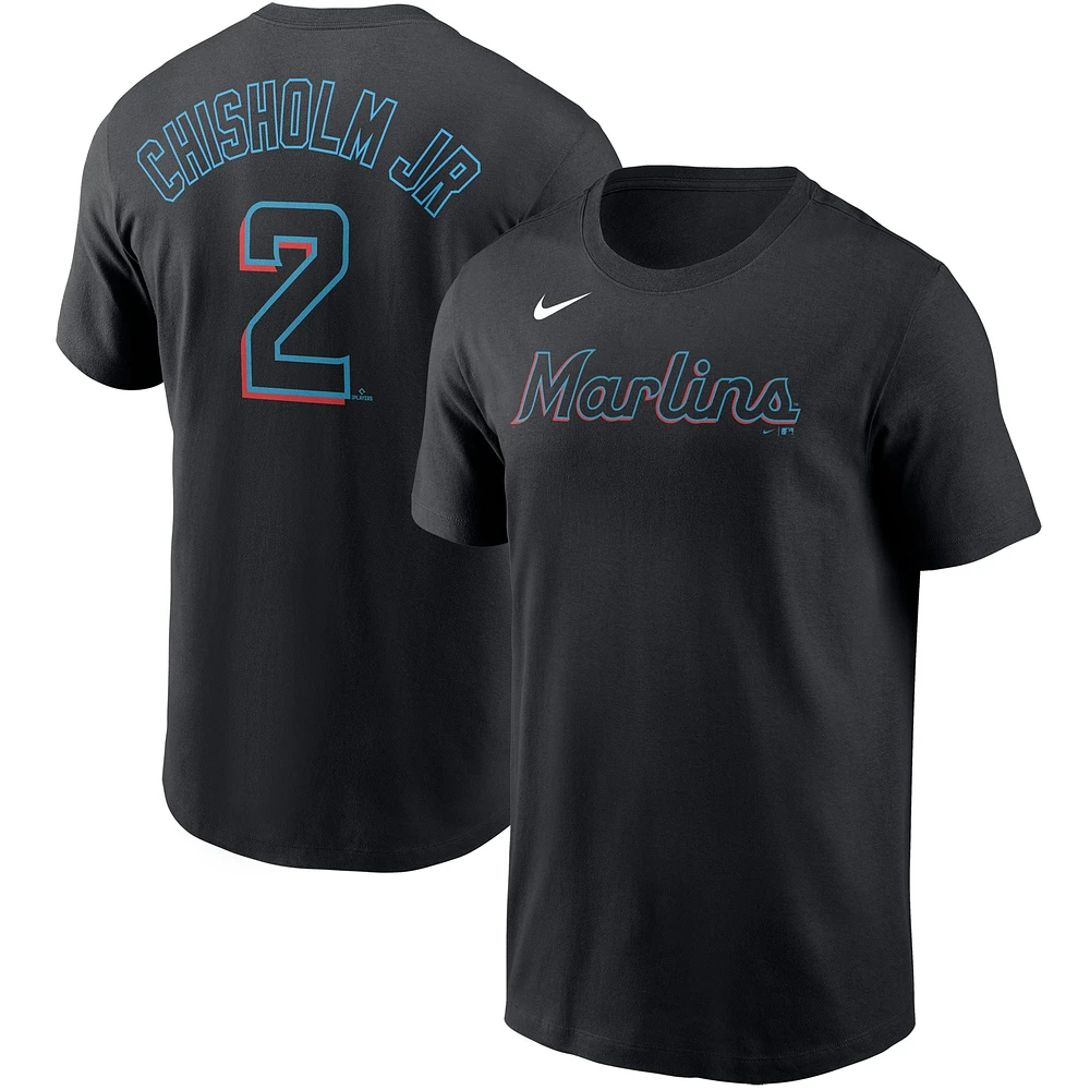 Men's Nike Jazz Chisholm Jr. Black Miami Marlins Name & Number T-Shirt