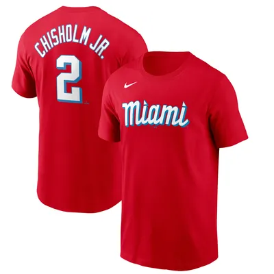 Youth Nike Jazz Chisholm Jr. Red Miami Marlins City Connect Name & Number  T-Shirt