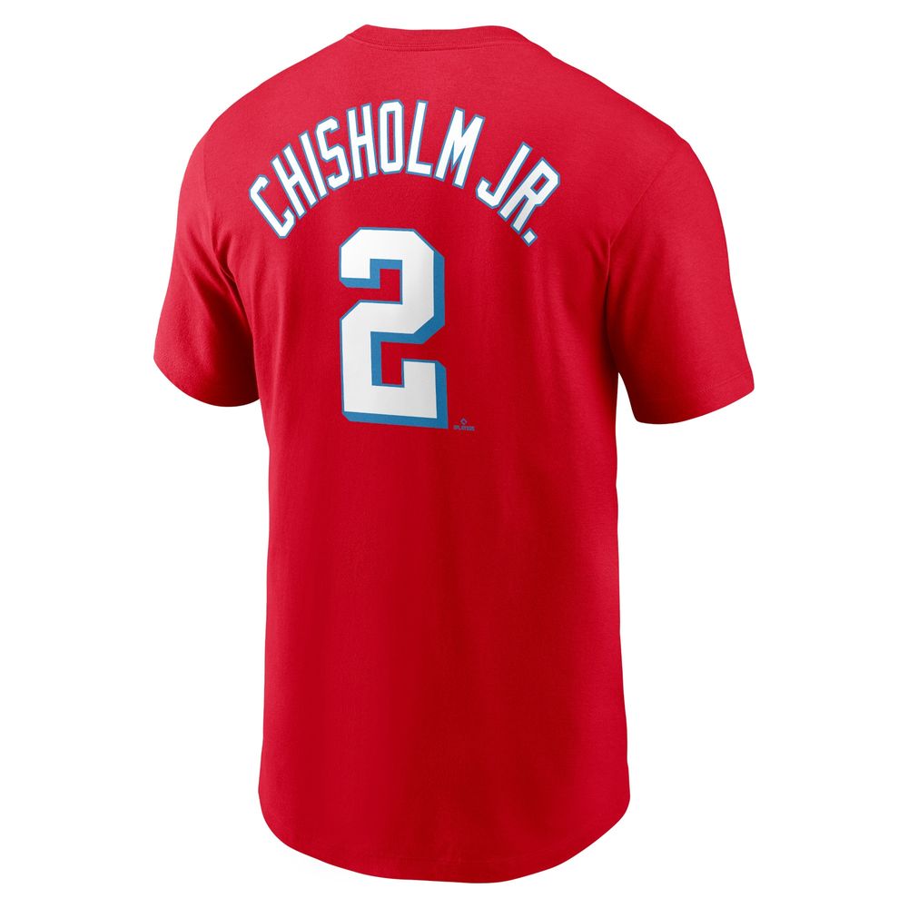 Men's Nike Jazz Chisholm Red Miami Marlins City Connect Name & Number T-Shirt