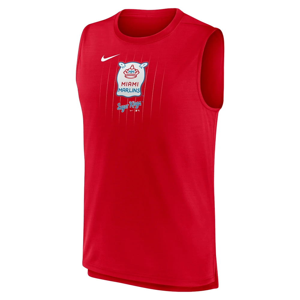 Débardeur Nike rouge Miami Marlins City Connect Muscle pour homme