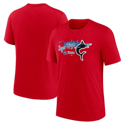 T-shirt Nike Miami Marlins City Connect triple mélange rouge pour homme