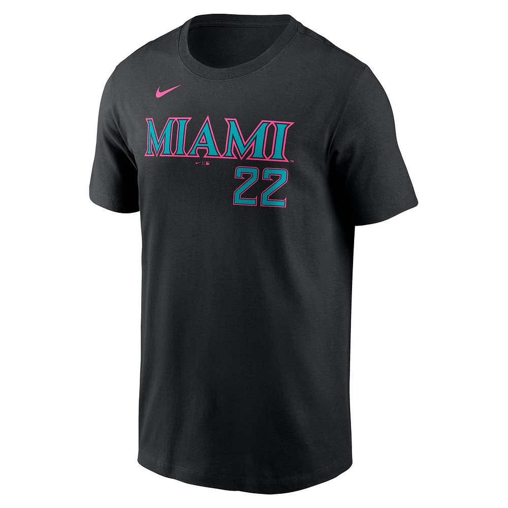 Men's Nike Sandy Alcantara Black Miami Marlins 2025 City Connect Fuse Name & Number T-Shirt