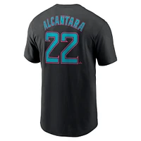Men's Nike Sandy Alcantara Black Miami Marlins 2025 City Connect Fuse Name & Number T-Shirt