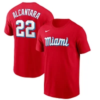 Men's Nike Sandy Alcantara Red Miami Marlins City Connect Name & Number T-Shirt