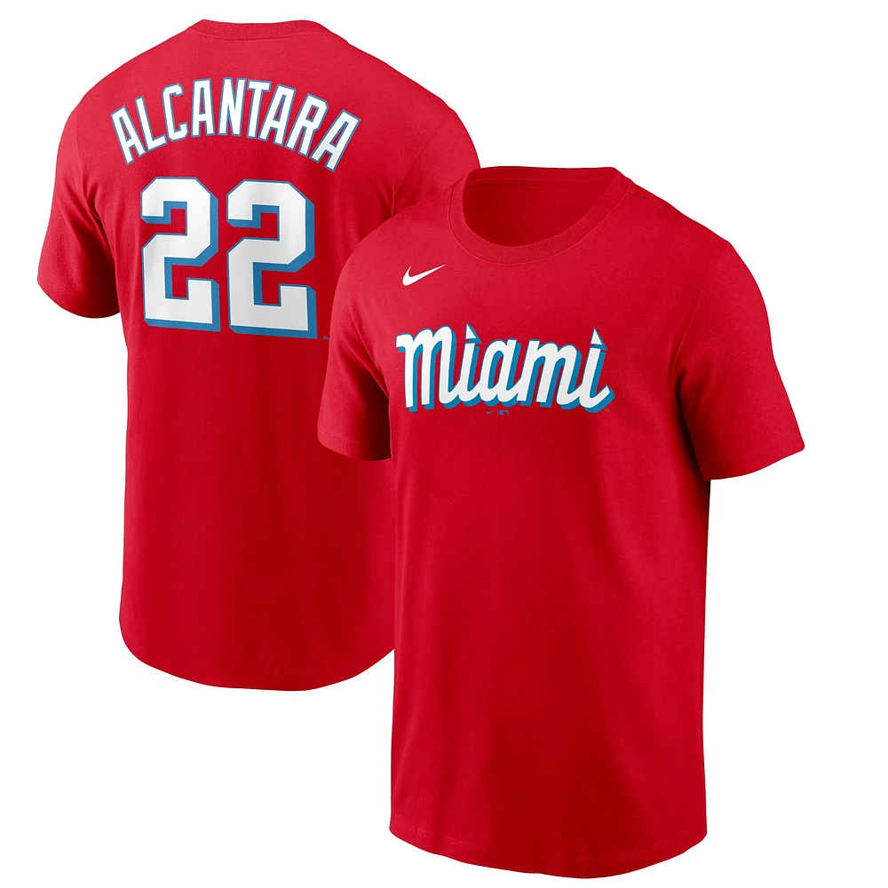 T-shirt Nike Sandy Alcantara rouge Miami Marlins City Connect avec nom et numéro pour homme