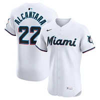 Maillot Nike Sandy Alcantara blanc pour homme des Miami Marlins Domicile Elite