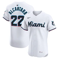 Maillot Nike Sandy Alcantara blanc pour homme des Miami Marlins Domicile Elite