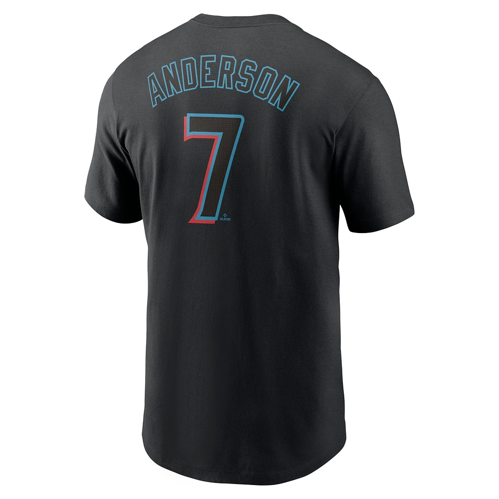 Men's Nike Tim Anderson Black Miami Marlins Fuse Name & Number T-Shirt