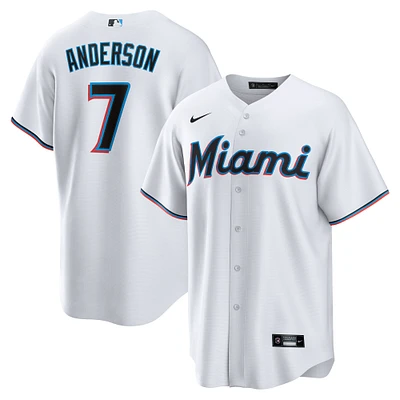 Maillot de joueur réplique à domicile Nike Tim Anderson pour hommes, blanc, Miami Marlins